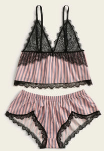 striped 2pc bralette short set