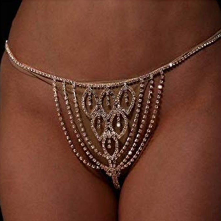 sexy rhinestone thong